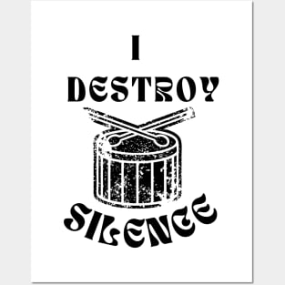 Funny Music Drums I Destroy Silence - For Drummer Posters and Art